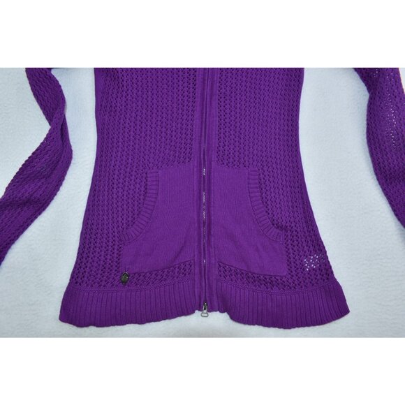 Athleta Sunscape Sweater Womens Sz S Purple Hoodie Zipper Long Sleeve Open Knit - Picture 7 of 12